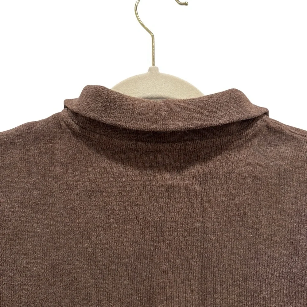 Mens Polo Ralph Lauren 1/4 Zip Collar Cotton Knit Pullover Sweater Pony Brown L